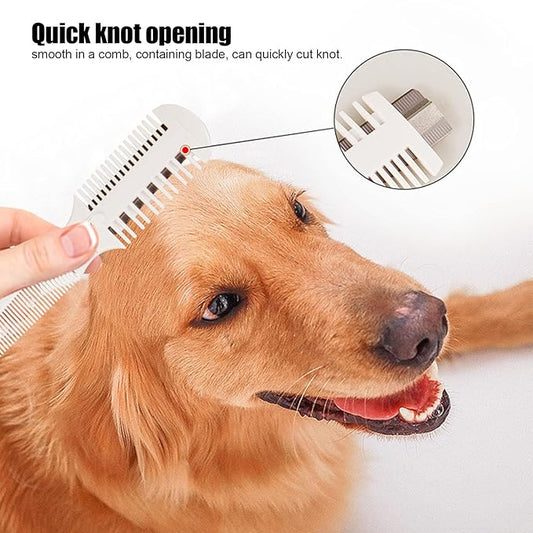 Razor Comb for Dogs Cats with 4 Extra Blades, Manual Pet Cat Dog Grooming Tool for Thinning, Cutting,Styling and Grooming