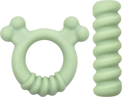 Nylabone Sensory Material Soothing Puppy Chew Toy Bundle, Toys for Teething Puppies, Peanut Butter and Chicken Flavor, Small - Up to 25 lbs, 2 Pack