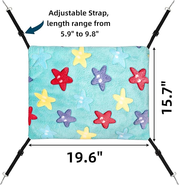 6 Pieces Cat Hammock for Cage, Reversible Soft Pet Hanging Bed with Adjustable Strap, Double Sided Small Animal Sleeping Hammock for Cat Ferret Puppy Rabbits