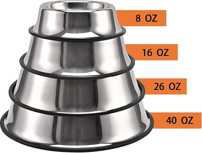 2Packs Stainless Steel Dog Bowl with Anti-Skid Rubber Base for Small/Medium/Large Pet, Perfect Dish, Pets Feeder Bowl and Water Bowl Perfect Choice for Dog Puppy Cat and Kitten (40oz)