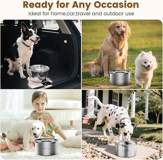 Dog Water Bowl 1.5Gal/5.6L Stainless Steel No Spill Water Bowl for Dogs Spill Proof Slow Drinking Dog Water Feeder with Anti-Slip for Medium Large Messy Drinkers