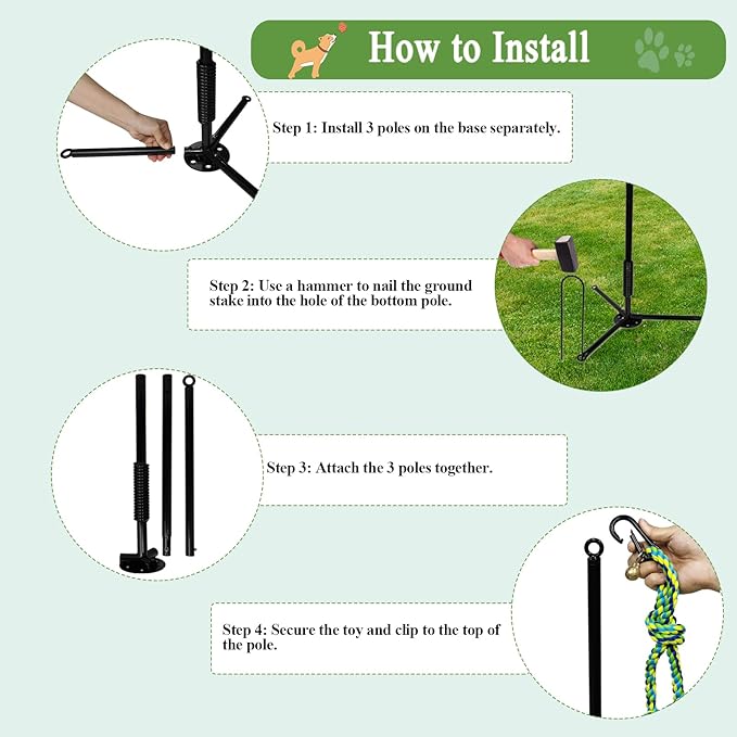 Outdoor Dog Toy,Tug of War Dog Toy for Self Play Interactive Tether Pull Toy for Park,Yard, Lawn Rope Toys for Medium and Large Dogs to Keep Them Busy