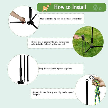 Outdoor Dog Toy,Tug of War Dog Toy for Self Play Interactive Tether Pull Toy for Park,Yard, Lawn Rope Toys for Medium and Large Dogs to Keep Them Busy