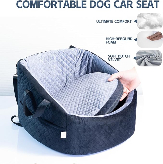 TOPOmericeDog Car Seat for Small Dogs up to 30 lbs, Pet Booster Seat with Adjustable Harness & Non-Slip Base, Cozy Dog Car Bed for Travel, Removable Machine Washable Cover for Cars, Trucks & SUVs