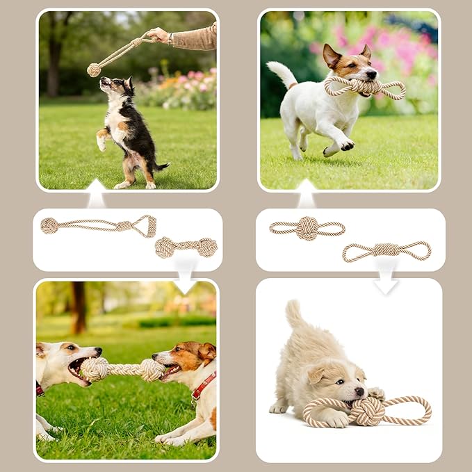 Dog Rope Toy for Small Dog 5pcs, Natural Chew Toys for Puppy, Medium & Small Dogs, Tug of War Rope for Puppies Clean & Relieve Teething