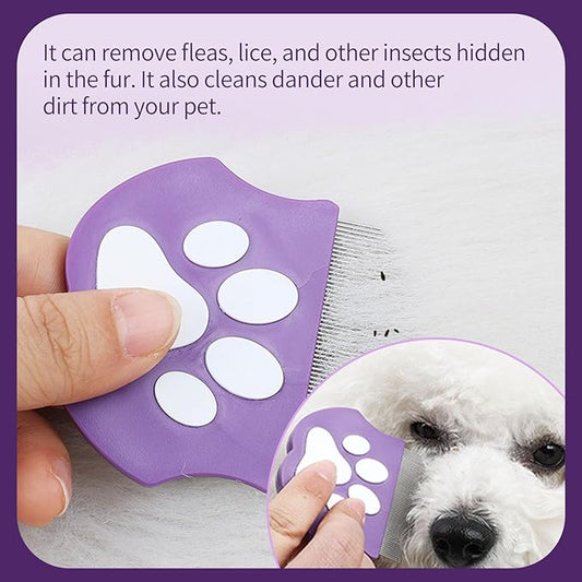Pet Detangling & Flea Comb for Dogs and Cats – Stainless Steel Fine Teeth Grooming Comb for Tangled Hair, Flea Removal, and Shedding Control – Ideal for Long & Short Haired Pets (Dark green)