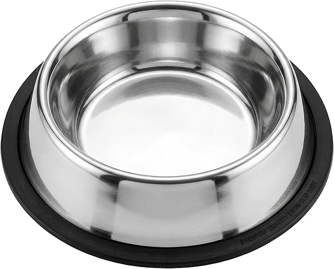 Loving Pets Stainless Steel Non-Tip Dog Bowl – Heavy Duty No Spill Dog Bowl with Removable Rubber Base – Durable, Non-Skid Stainless Steel Dog Food Bowl & Dog Water