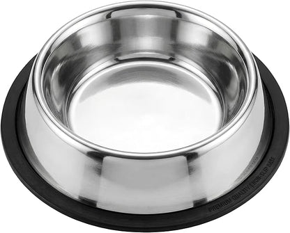 Loving Pets Stainless Steel Non-Tip Dog Bowl – Heavy Duty No Spill Dog Bowl with Removable Rubber Base – Durable, Non-Skid Stainless Steel Dog Food Bowl & Dog Water