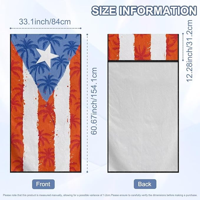 SEANATIVE Car Seat Towel Cover, Universal Car Seat Cover and Changing Towel, Super Absorbent Transition & Seat Wrap, Ideal for Gym Swimming Surfing Running, Puerto Rico Palm Print