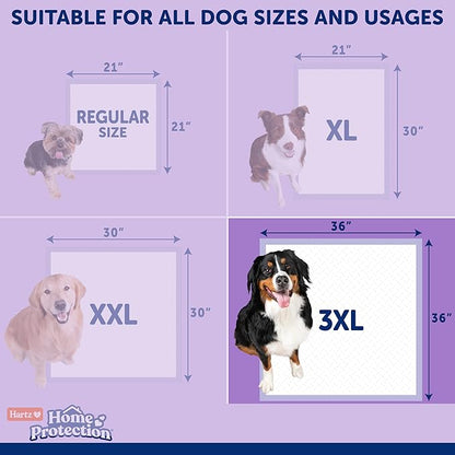 Hartz Home Protection Super Absorbent Odor Eliminating Lavender Scented No Leak Dog Pads, 3XL 14 Count