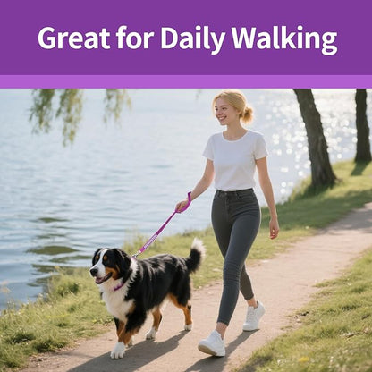 Reflective Dog Leash Fix Length, Waist for Dog Walking, Running for Small &Medium Dogs with Reflective Strips Purple