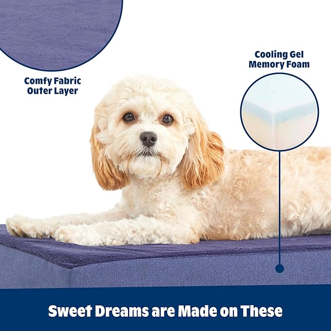 Barkbox Orthopedic Dog Bed with Memory Foam - Comfortable, Durable & Machine Washable Pet Bed - XL - Navy
