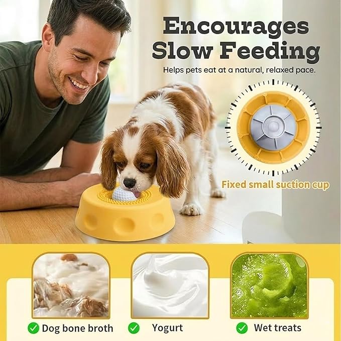 PuPa Paws Lick Bowl, Paw Calm Slow Feeder Dog Bowls for Liquid Treats, Interactive Non-Slip Dog Licking Toy Bowl, Enrichment Toy for Boredom & Anxiety Relief, Spatula & Cleaning Brush Set