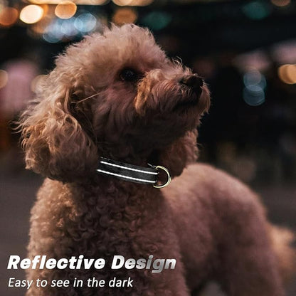 Reflective Dog Collar for Small Dogs Cats, Cute Camouflage Adjustable Heavy-Duty Nylon Puppy Collar for Boy and Girl Female, Soft Pet Accessories with Quick Release Buckle, Black