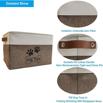Large Dog Toy Basket Collapsible Dog Toy Box Shape Keeping Rectangle Dog Toy Bin for Pet Toys, Accessories