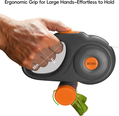 Retractable Dog Leash 16FT for Small & Medium Dogs, Sturdy Heavy-Duty Nylon Tape with Secure Locking Carabiner & Poop Bag Holder, Smooth One-Hand Control, Anti-Slip Handle, Tangle-Free Design (Black)