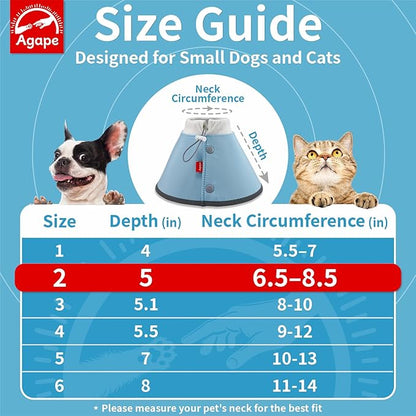 Agape Soft Cone for Cats & Small Dogs, Comfy Pet Cone to Stop Licking, Adjustable Cat E Collar Alternative After Surgery, Protective Elizabethan Collar for Pup & Kitty, Water Repellent Recovery Cone