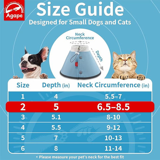 Agape Soft Cone for Cats & Small Dogs, Comfy Pet Cone to Stop Licking, Adjustable Cat E Collar Alternative After Surgery, Protective Elizabethan Collar for Pup & Kitty, Water Repellent Recovery Cone