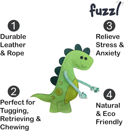 Eco Leather Digby Dino Toy Natural and Tough Dinosaur Dog Toys - Long Lasting Chew Toys for Aggressive Chewers Strong Dog Toy for Dogs and Puppy