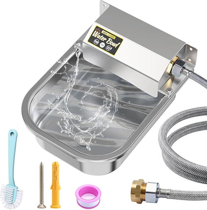PETTEN Automatic Water Dispenser for Dogs,3L/1Gal Stainless Steel Water Bowl Dispenser Kit, Auto-Filling Fresh Water for Pets/Livestock Outdoor, Fits GHT Male 3/4" Faucet.