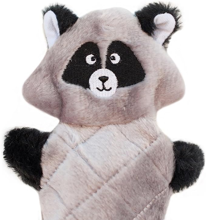 ZippyPaws Jigglerz - Dog Squeaky Toys to Keep Them Busy, Funny Animal Plush for Small, Medium, & Large Dogs, Cute Stuffed Puppy Toy, Pet Products, Gift for All Breeds, Interactive Squeaker - Raccoon