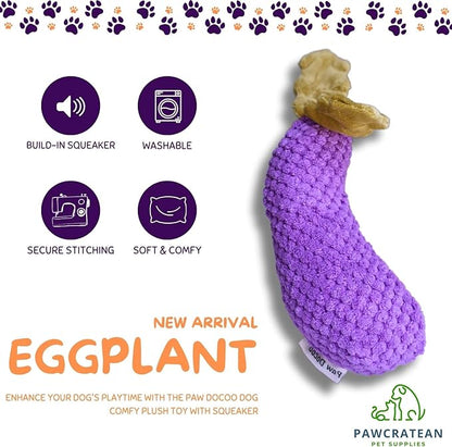 7" Squeaky Plush Toy for Puppies Small Dogs Self Etertainment Washable Soft Made [PET ONLY] (Eggplant)