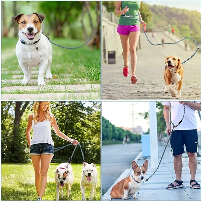 Pawstrip Hands Free Multifunctional Dog Leash - Reflective Waist Leash for Dog Walking & Training - Adjustable Crossbody Nylon Double Leashes for Small to Large Dogs