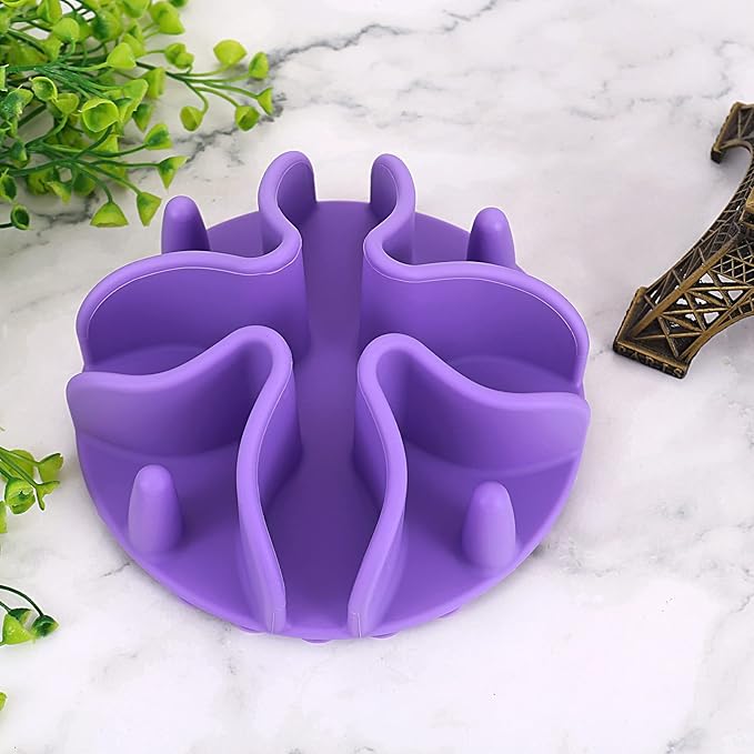 Slow Feeder for Dog Cat Puppy, Silicone Pet Feeder Insert with Strong Suction Cups, Medium, Purple