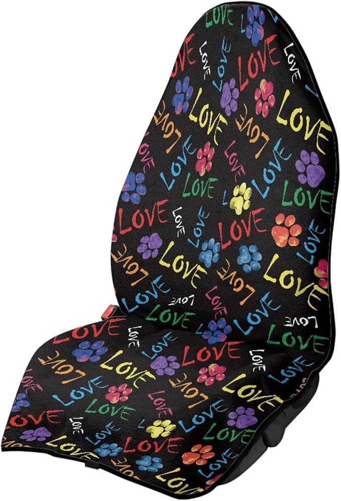 Coldinair Love Colorful Dog Paws Print Towel Waterproof Sweat Beach Seat Cover Universal for Car Truck SUV Seat for Dog or Workout,Non-Slip and Easy to Install