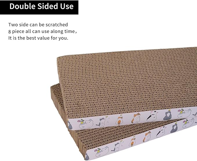 8 Packs cat Scratch pad Toys Reversible cat Scratching Post Cardboard cat scratchers for Indoor Cats Sleep Play and Grind Claws