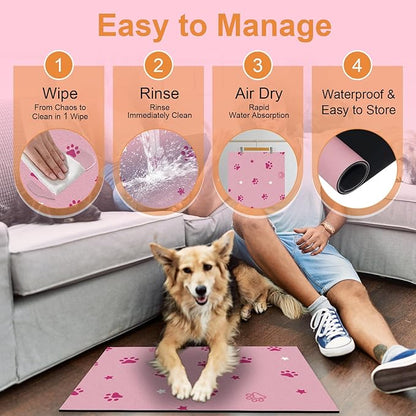 Pet Feeding Mats 16"x24"- Absorbent Dog Mat for Food and Water, Large Pet Food Mat, Rubber Mat for Dog Bowls, Pet Food Mats for Floor, Mat for Cat Food and Water Bowls