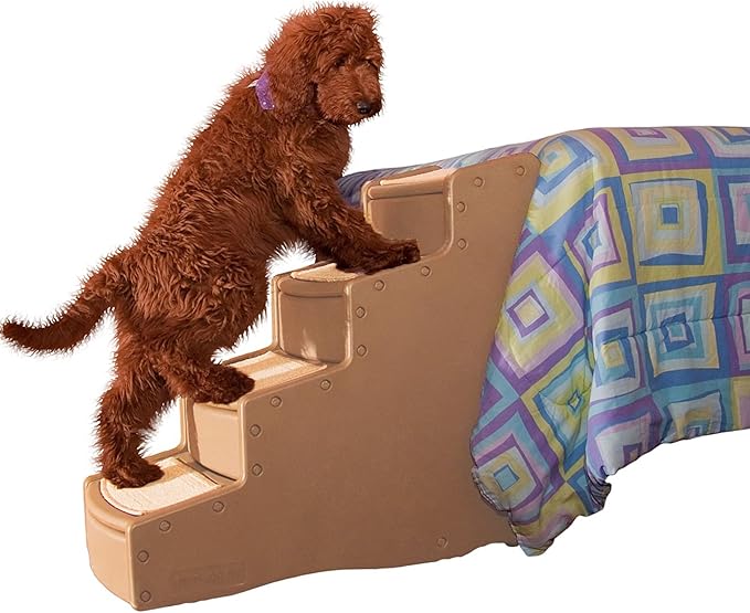 Pet Gear Easy Step IV Pet Stairs, 4 Step for Cats/Dogs, Removable Washable Carpet Treads, for Pets Up to 150lbs, No Tools Required, Available in 9 Colors, Camel