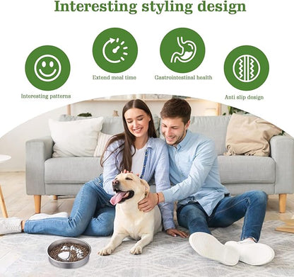 Stainless Steel Slow Feeder Dog Bowls – Non-Slip Metal Dog Bowl for Large & Medium Breeds, Puppy Puzzle Feeder – 2 Cup Capacity for Small to Big Pets – Durable Slow Feed Dog & Cat Food Dish
