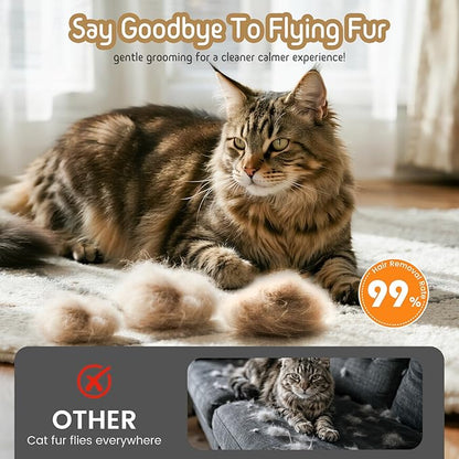 Dog & Cat Brush for Shedding, Self Cleaning Deshedding Brush with Adjustable Bristle Length & Dematting Comb, Skin Friendly Grooming Tool for Long & Medium-Long Hair Pets