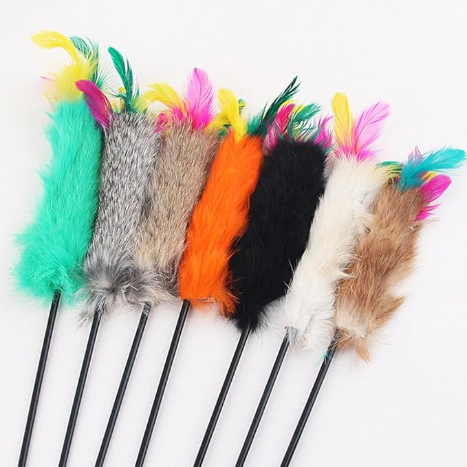 Colorful Feather Teaser and Exerciser For Cat and Kitten Cat Toy Wand Random Color