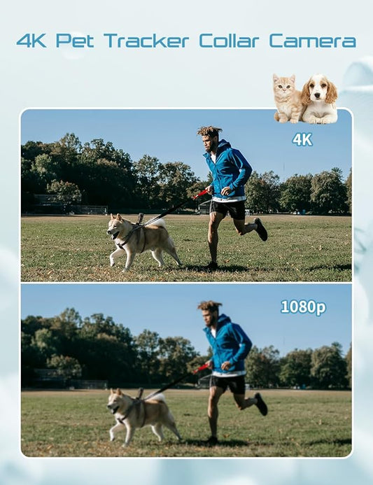 Dog Collar Camera with 64GB SD Card, 4K Cat Collar Cameras with Touch Screen, Dog Collar with Camera for Video Records, Pet Cameras Collar for Remote Monitoring Indoor Outdoor Dog Birthday Gift