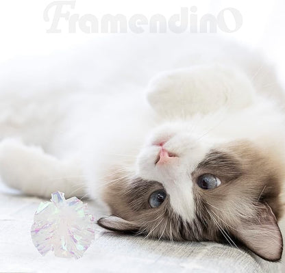Framendino, 20 Pack Dye Free Cat Crinkle Balls, 2 Inches Mylar Shiny Balls Chew and Chase Lightweight for Indoor Cats to Keep Fit Active