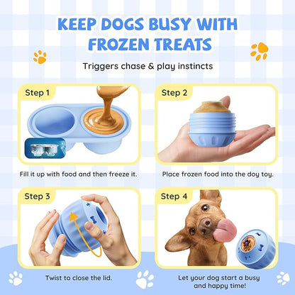 Frozen Treat Dispensing Dog Toy, Long Lasting Interactive Dog Toys for Boredom, Dogs Licking Toy to Keep Them Busy, Birthday Gifts for Small/Medium Dogs
