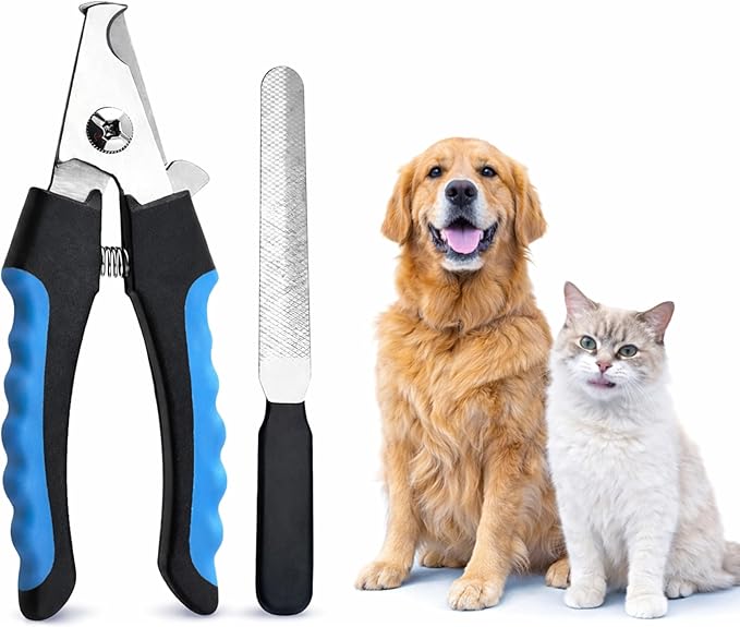 Dog & Cat Nail Clippers & Trimmers - Extra Sharp Dog Clippers with Stainless Steel Blades & Safety Guard to Avoid Overcutting - Ergonomic Cat Nail Clippers with Non-Slip Grip & Lock Feature