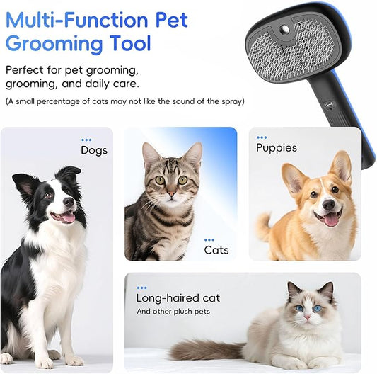 Steam Brush for Dogs and Cats,Dog and Cat Hair Brush for Shedding and Grooming with Electronic Mist Spray,Pet Steam Brush for Dog & Cat,Cat Steam Brushes for Indoor Cats.