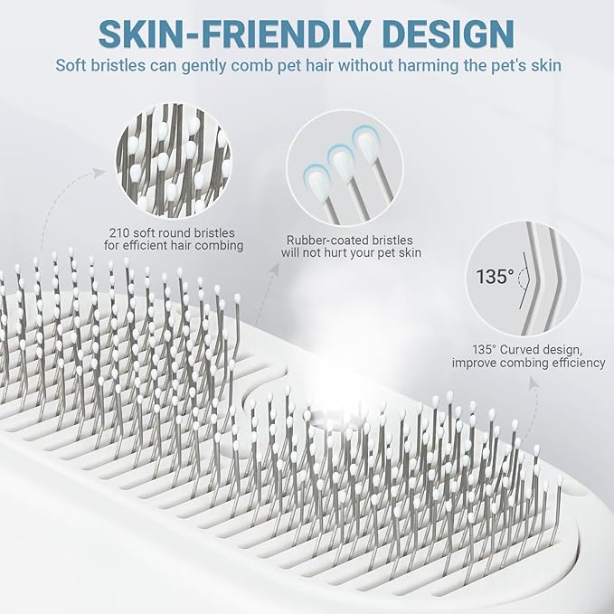 Pet Steam Brush for Cat & Dog, 5-in-1 Pet Spray Hair Removal Comb for Reducing Shedding, Grooming Brush for Long Short Haired Cat & Dog, No-Rinse Foaming Cleanser for Cleaning Paw