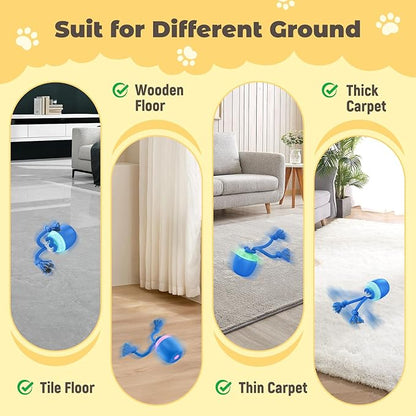 Interactive Dog Toys, Automatic Moving and Rolling Dogs Toy with Rope for Small Medium Large Dogs, Motion-Activated Dog Ball to Keep Them Busy(Blue)