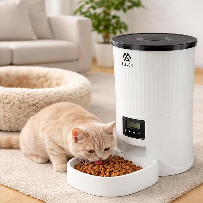 Elevon 4L Automatic Cat Feeder – Programmable Dog & Pet Food Dispenser with 10s Voice Recorder, Portion Control, Desiccant Bag, Auto Pet Feeder for Cats and Dogs