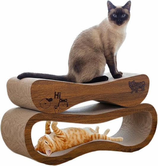 Cat Scratcher, 2 in 1 Cat Scratching Board, Cat Cardboard, Scratch Lounger for Cats as Beds & Furniture, Large, 27.44 x 9.06 x 9.06 inch