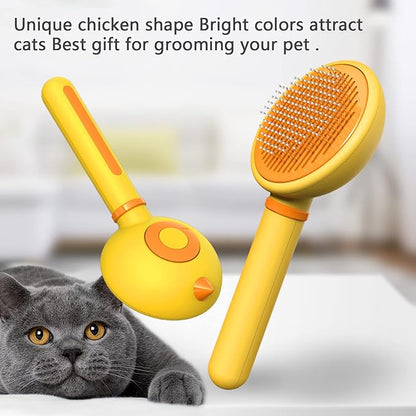 Cat Hair Brush with Release Button for Indoor Cats, Pet Grooming Brush for Long or Short Hair Dogs, Cat Combs for Pet Massage Self-Cleaning Cat Hair Brush
