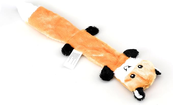3-Piece Unstuffed Squeaky Dog Toys, Fox, Raccoon, and Squirrel, Flat No Stuffing Toys- 16"