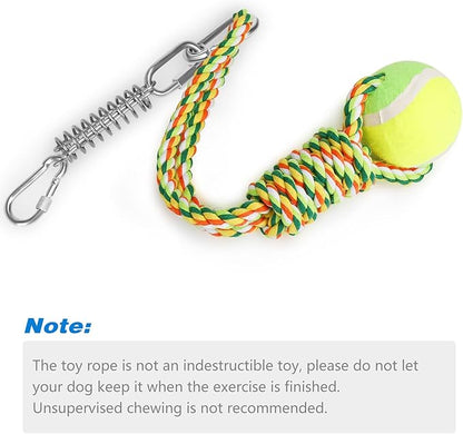 Yummy Sam Dog Ropes Toy,16.8 ft Rope & Spring Pole Pole Kit & 2 Chew Toys, Outdoor Hanging Retractable Exercise Interactive Pull Tug Muscle Builder for Medium Large Dogs (Red Green)