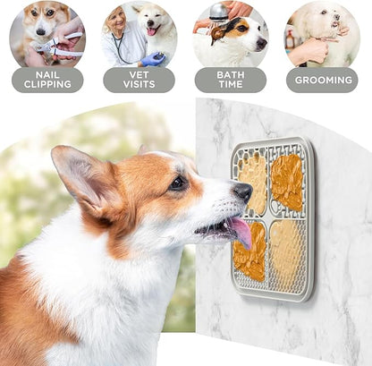 Dog Lick Mat, Dog Slow Feeder, Non-Slip Design Lick Mat for Dogs and Cats, Boredom and Anxiety Reducer,Suitable for Treats, Yogurt, Peanut Butter (1Pack Grey)