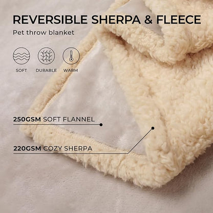 Luciphia Waterproof Pet Blanket, Liquid Pee Proof Dog Blanket for Sofa Bed Couch, Reversible Sherpa Fleece Furniture Protector Cover for Small Medium Large Dogs Cats, Dark White Queen Size（90" x 82"）