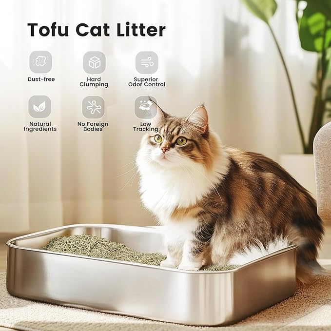 Gardner Pet Natural Tofu Cat Litter, Cat Litter with Green Tea Extract – Dust-Free, Fast Clumping, and Odor Control for Multi-Cat Homes, 6lbs